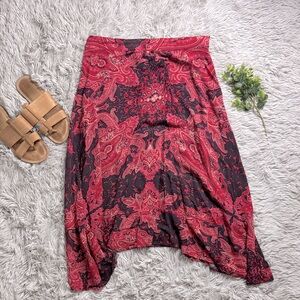 Free People The Shore Skirt Red Pink Paisley size 8